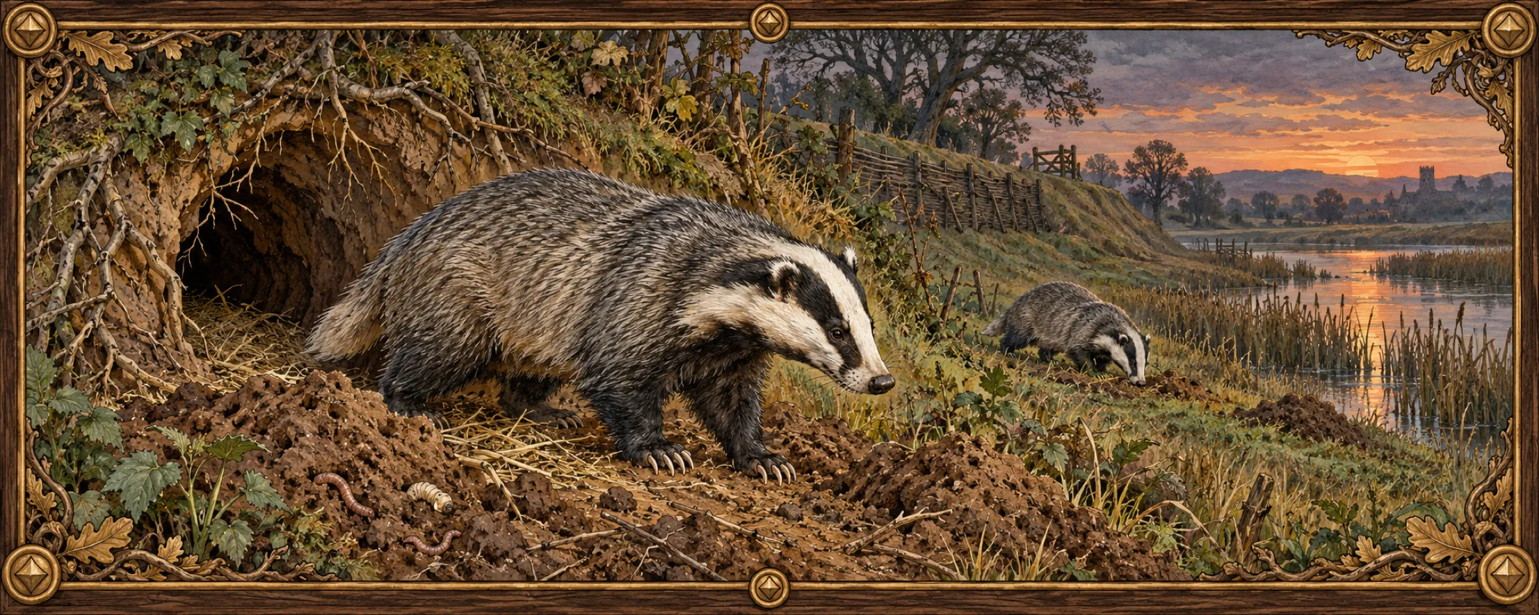 Badgers, a bestiary plate