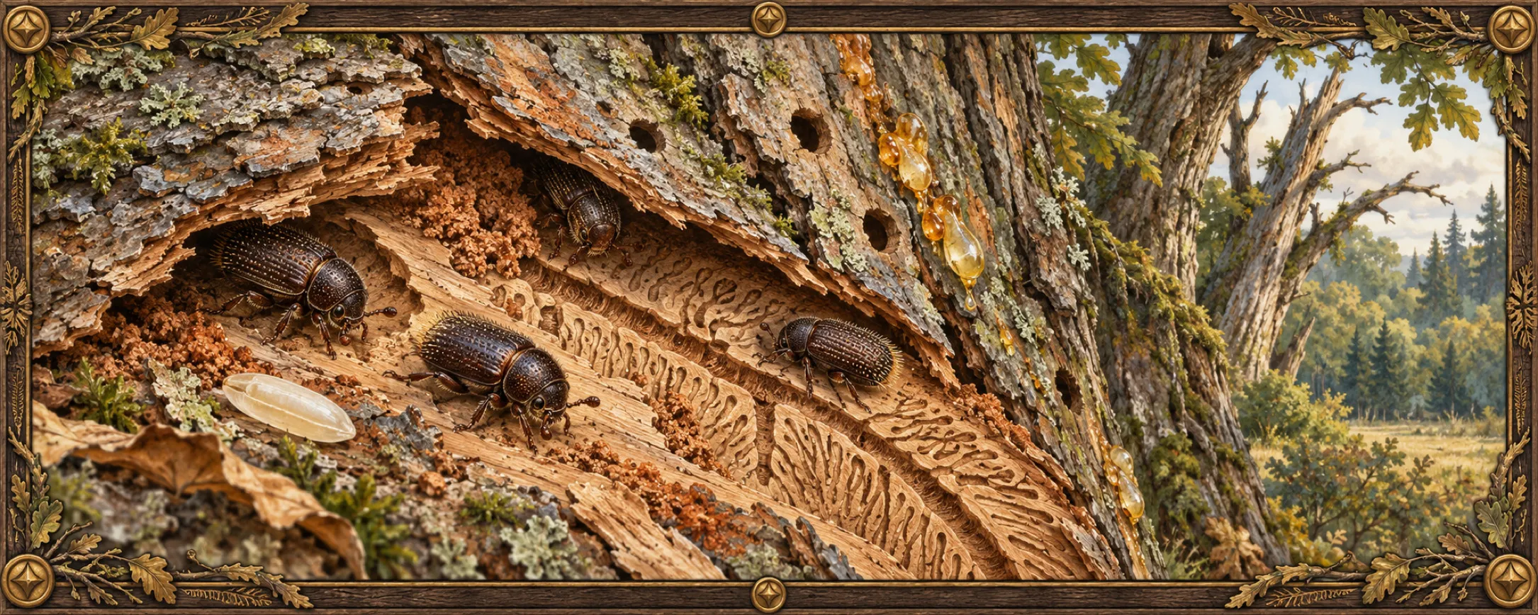 Bark Beetles, a bestiary plate