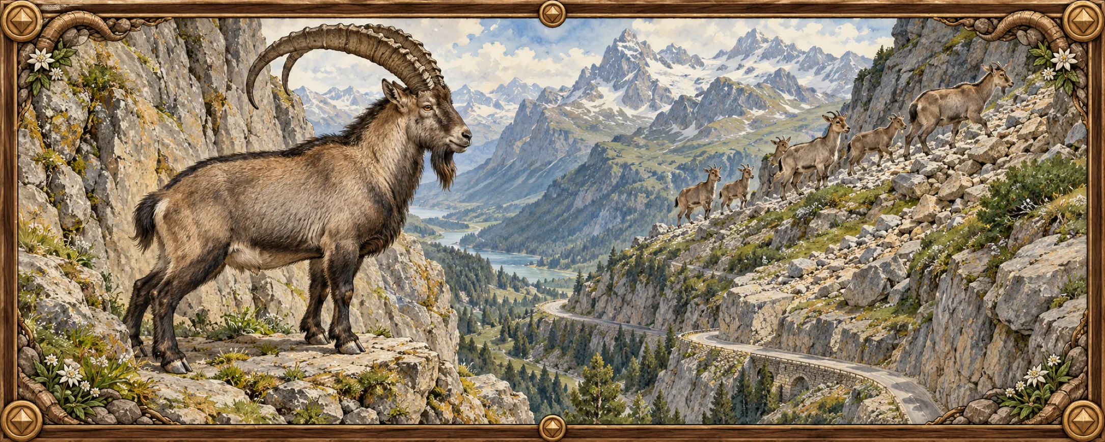 Crag Goats, a bestiary plate