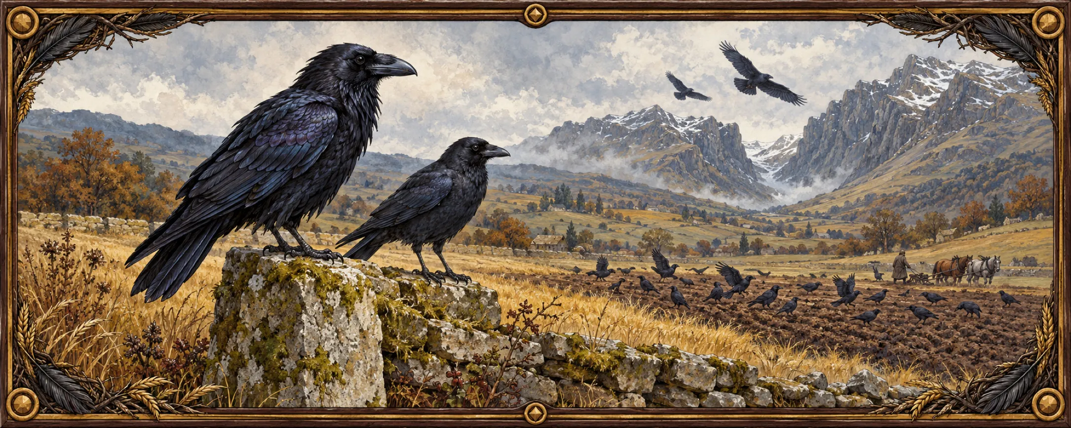 Crows and Ravens, a bestiary plate