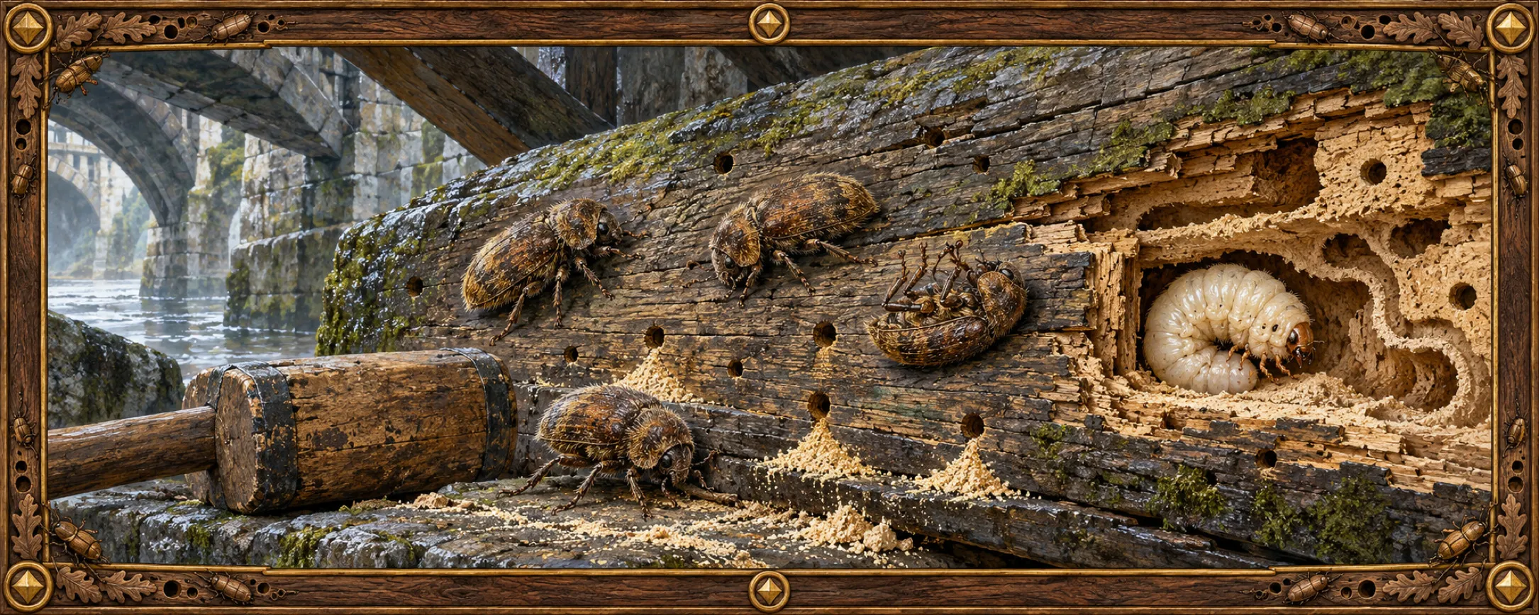 Deathwatch Beetles, a bestiary plate