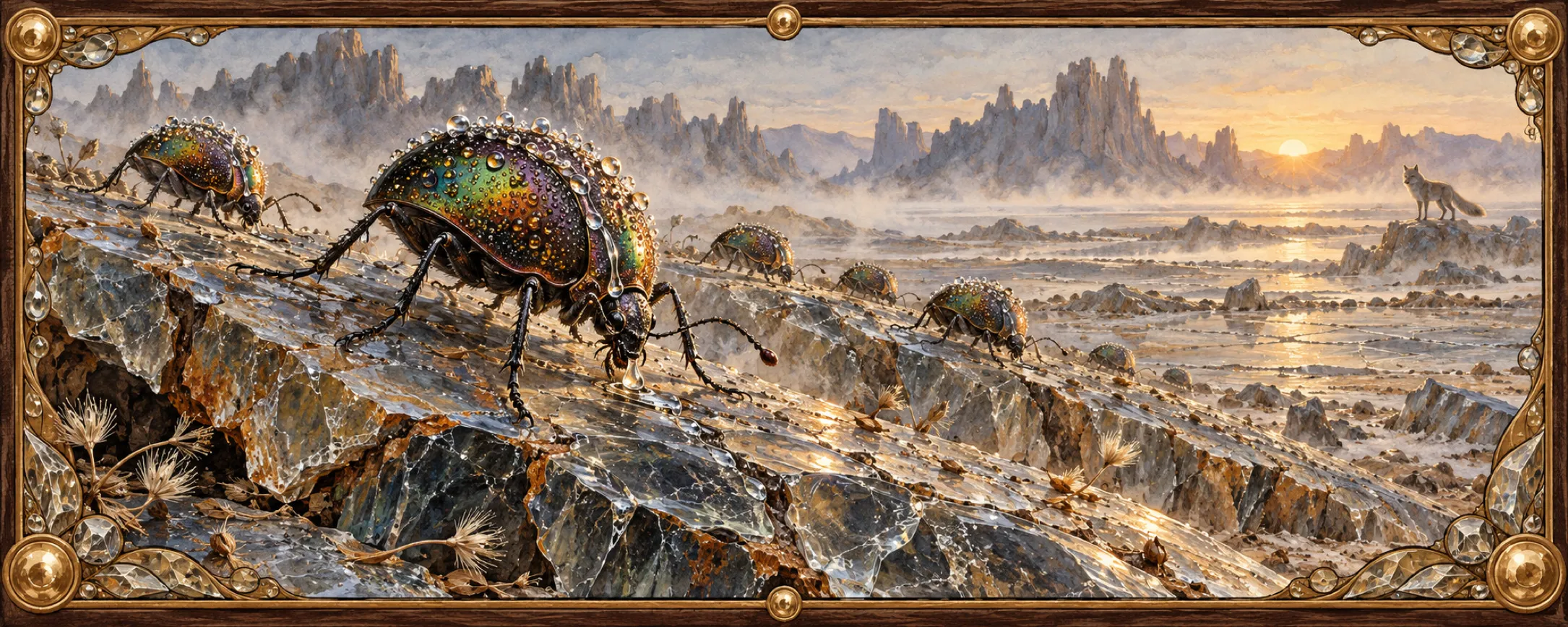 Dew Beetles, a bestiary plate