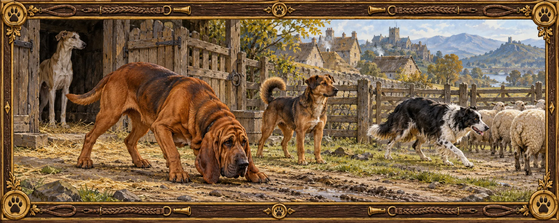 Dogs and Hounds, a bestiary plate