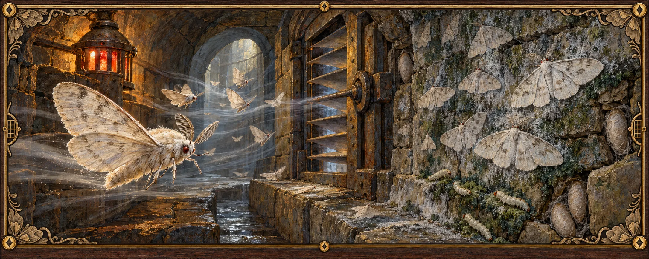 Draught Moths, a bestiary plate