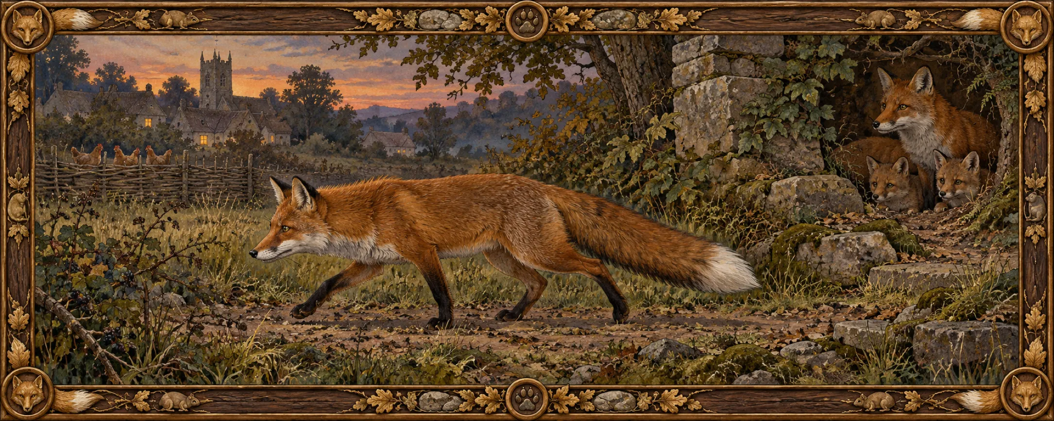 Foxes, a bestiary plate