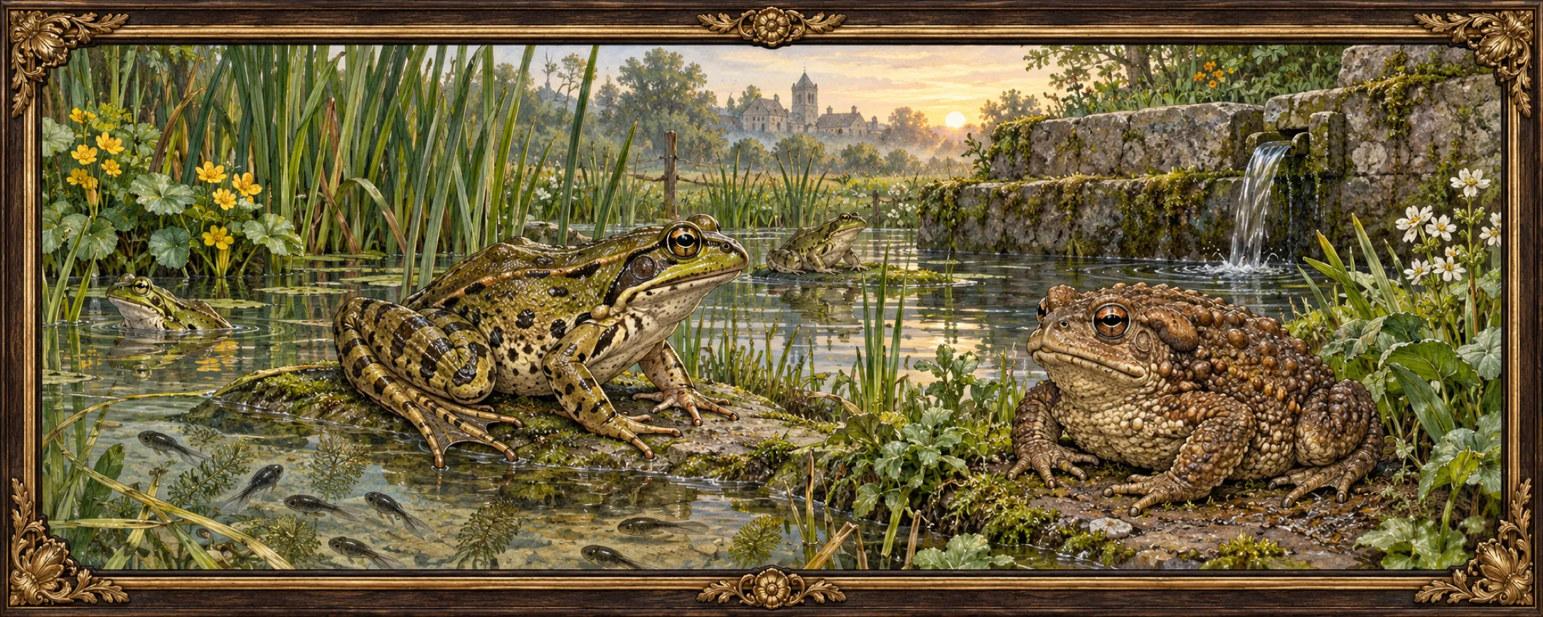 Frogs and Toads, a bestiary plate
