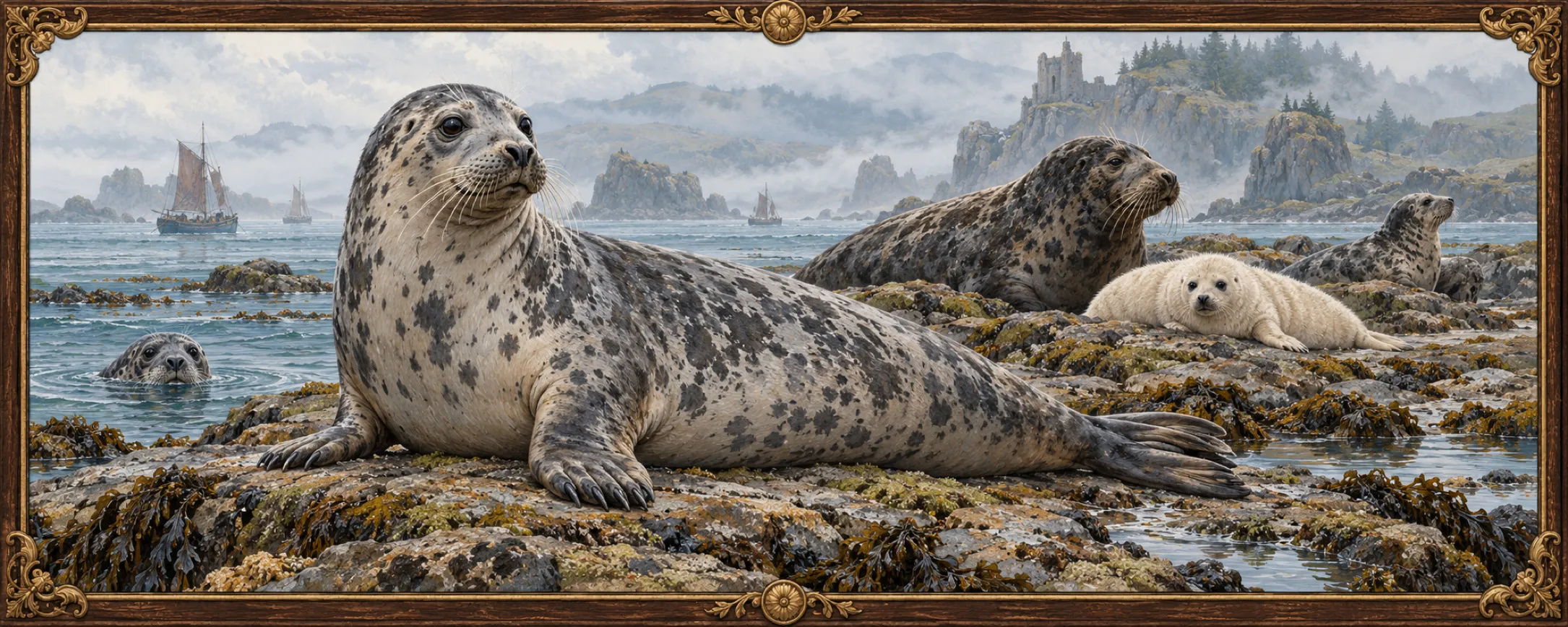 Grey Seals, a bestiary plate