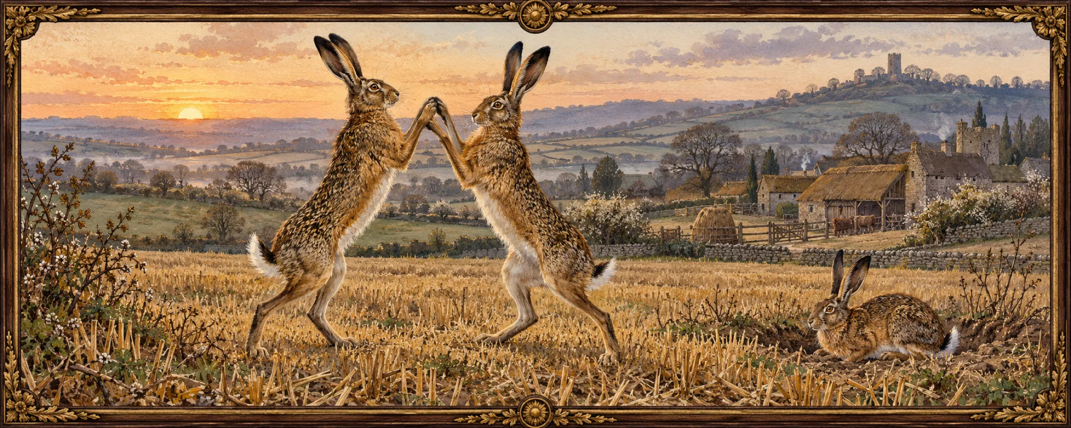 Hares, a bestiary plate