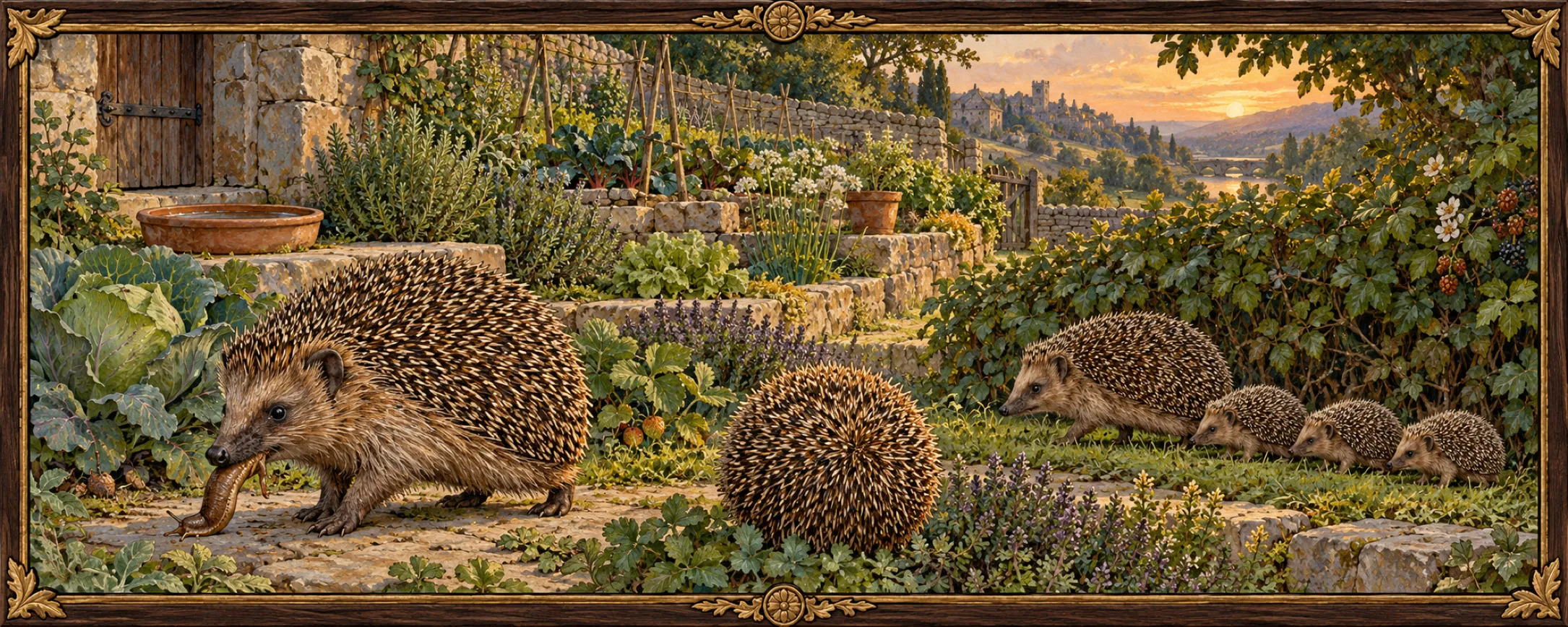 Hedgehogs, a bestiary plate