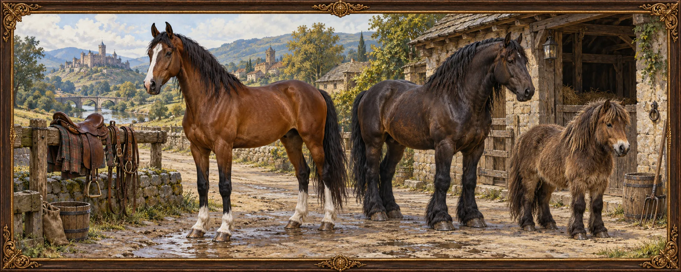 Horses, a bestiary plate