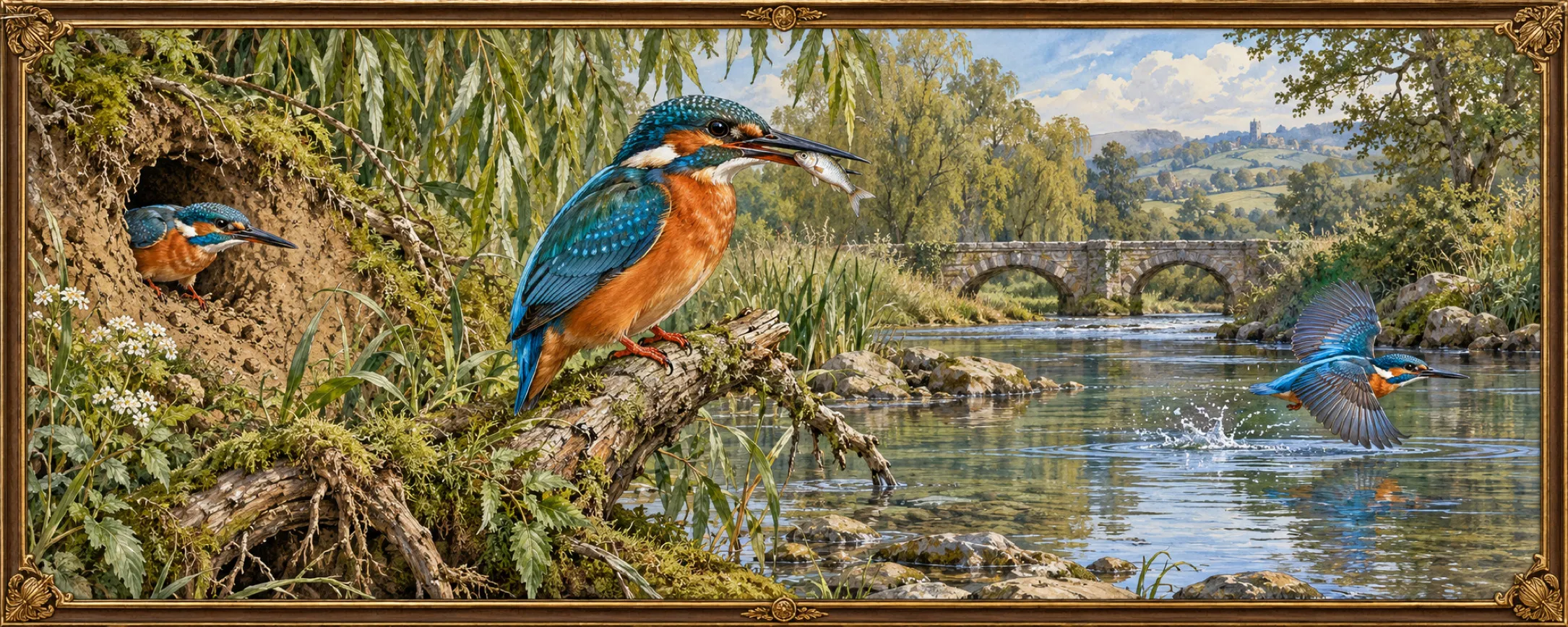 Kingfishers, a bestiary plate