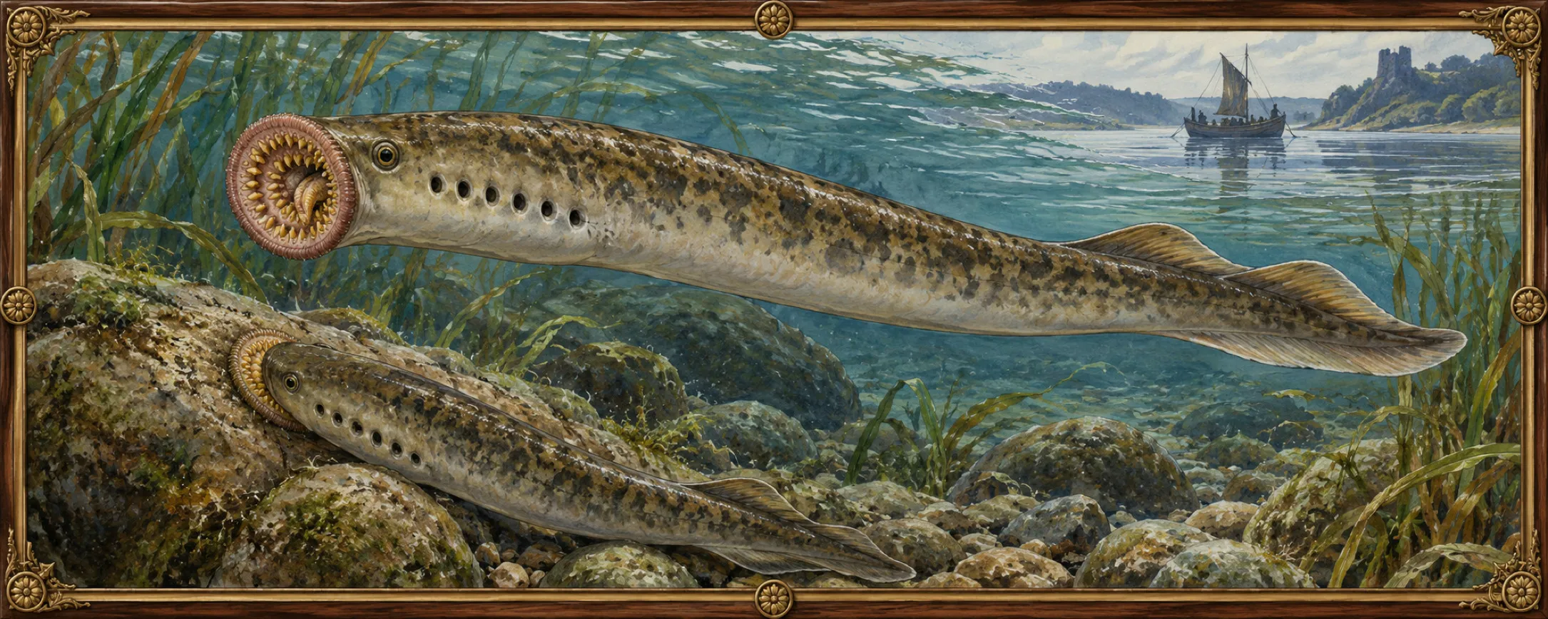 Lampreys, a bestiary plate