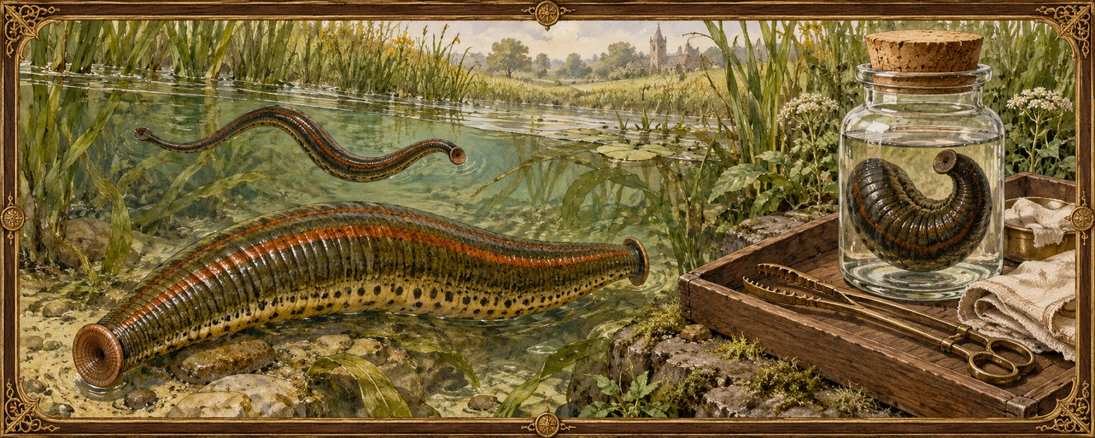 Leeches, a bestiary plate