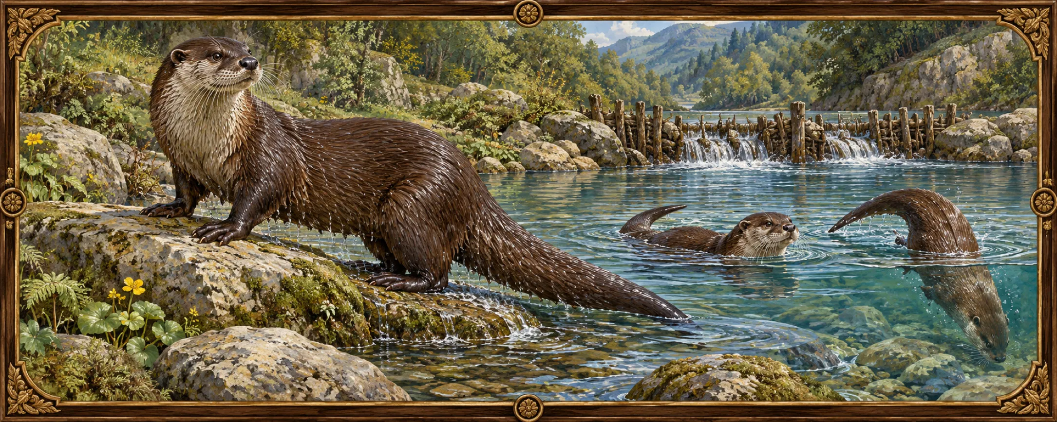 Otters, a bestiary plate