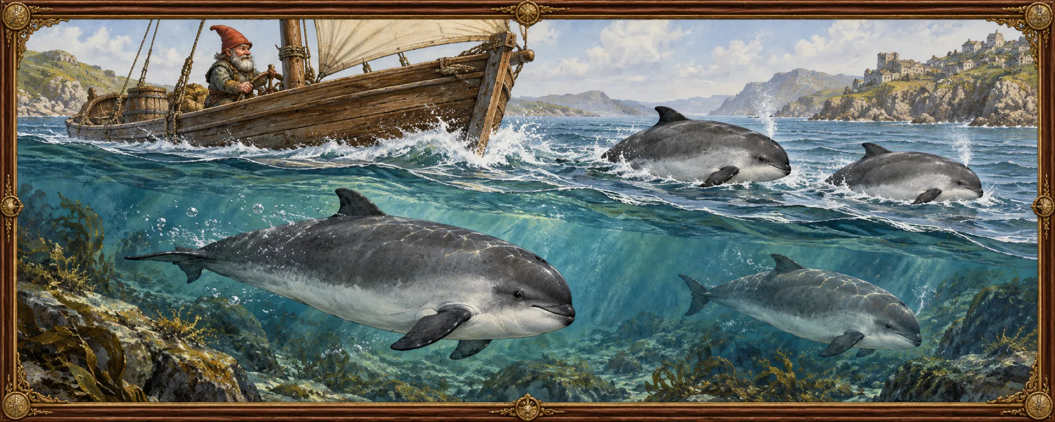Porpoises, a bestiary plate