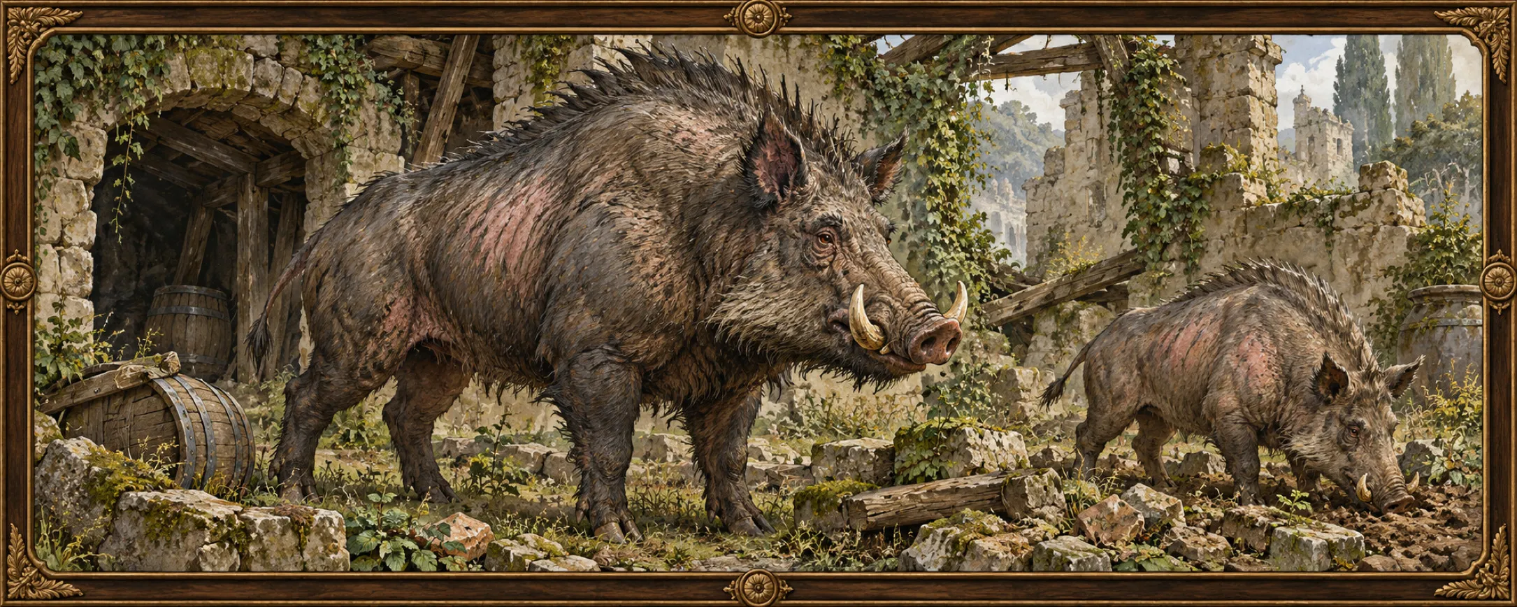 Ruin Hogs, a bestiary plate