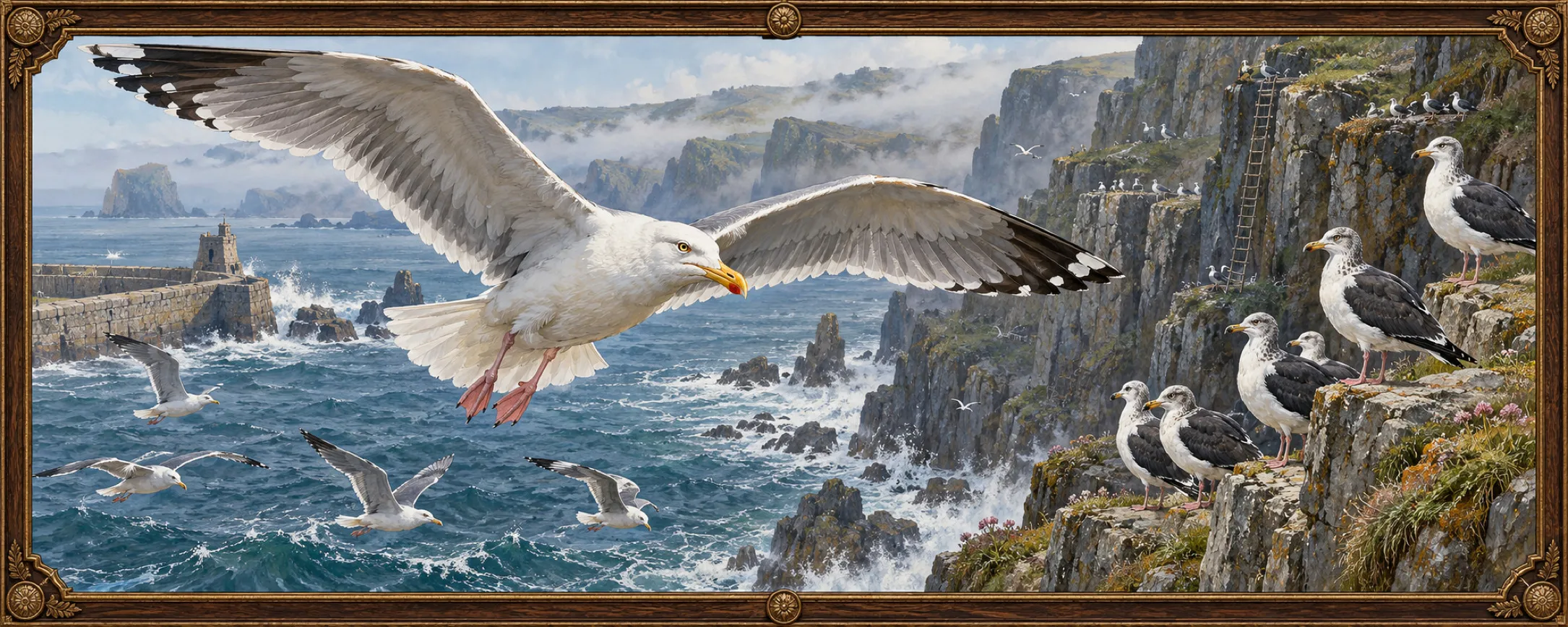 Seabirds, a bestiary plate