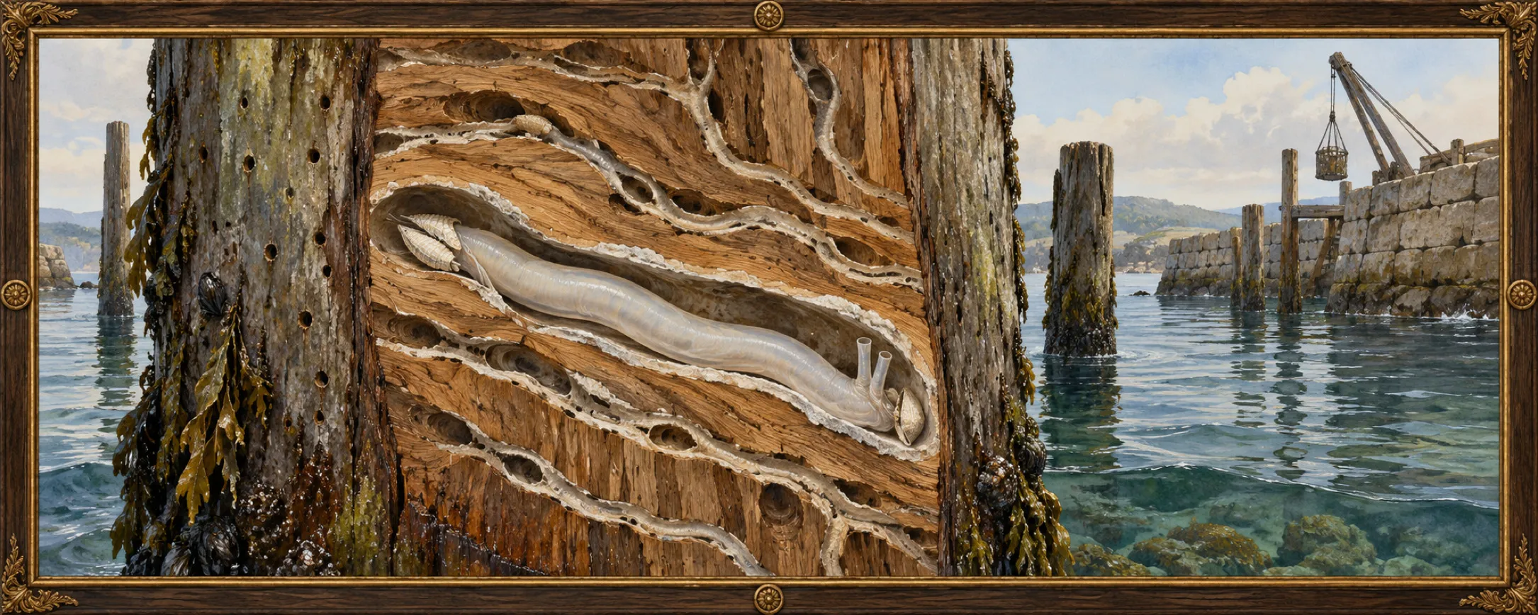 Shipworms, a bestiary plate