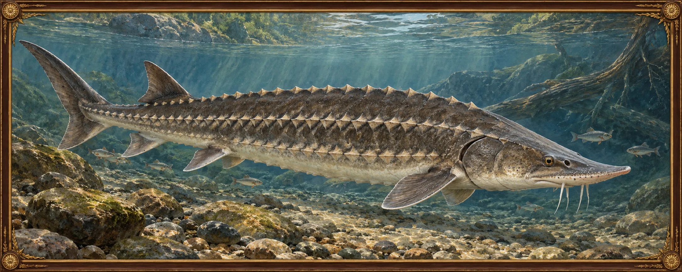 Sturgeon, a bestiary plate