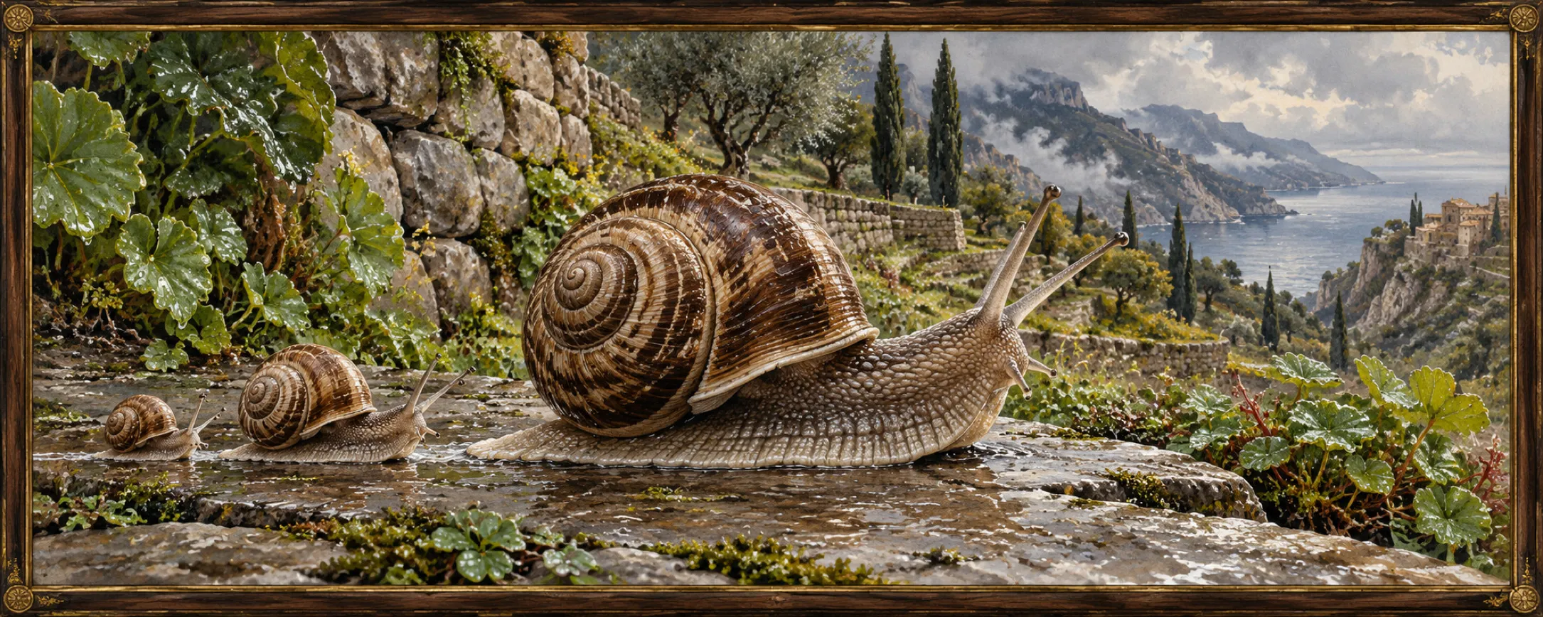Terrace Snails, a bestiary plate