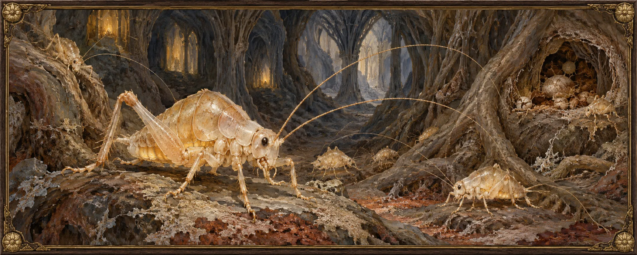 Threshold Crickets, a bestiary plate