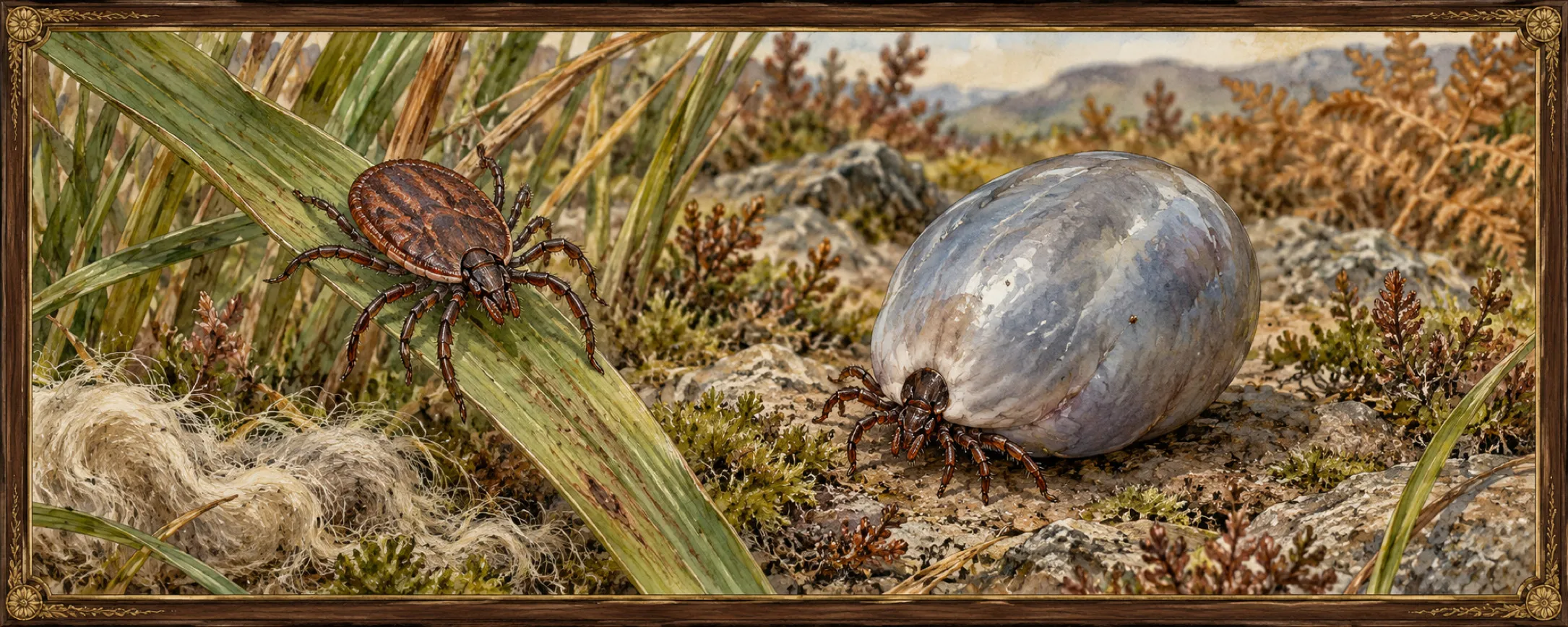 Ticks, a bestiary plate