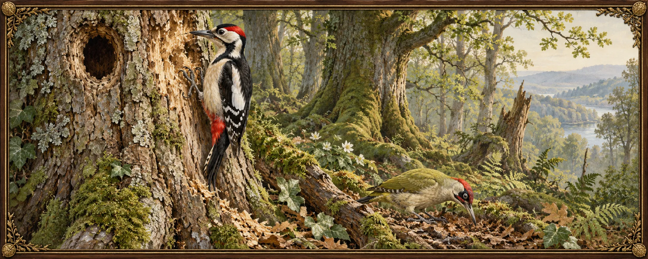 Woodpeckers, a bestiary plate