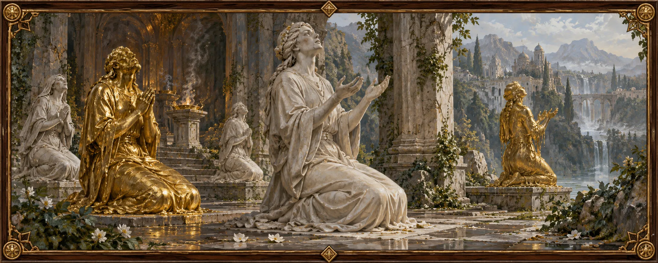 Adoring Statues, a bestiary plate