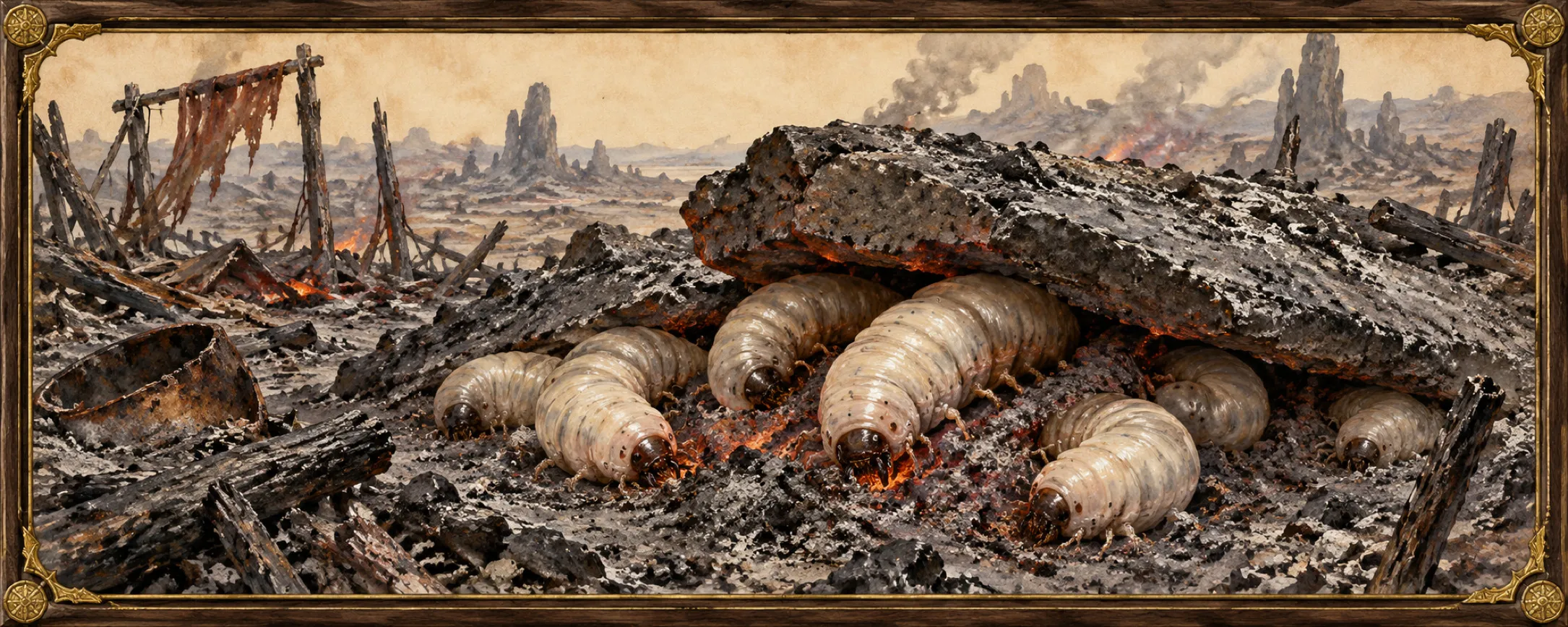 Ember-Grubs, a bestiary plate