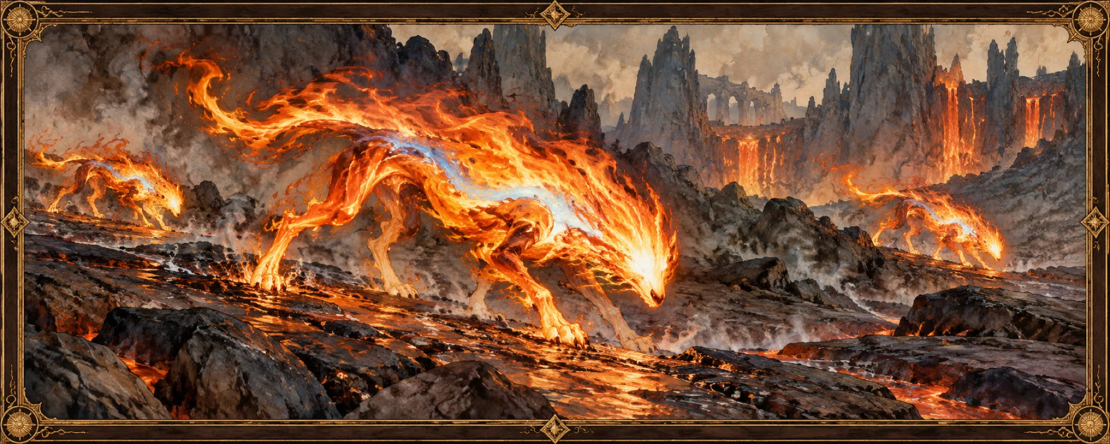 Fire-Stalkers, a bestiary plate