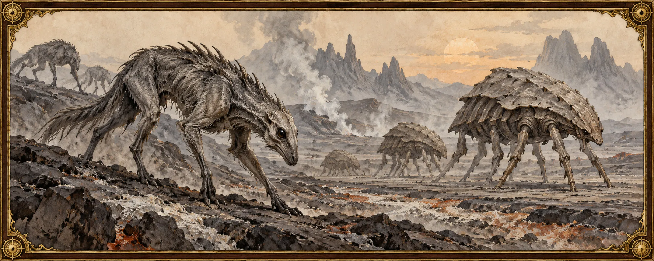 Scavenger Beasts, a bestiary plate