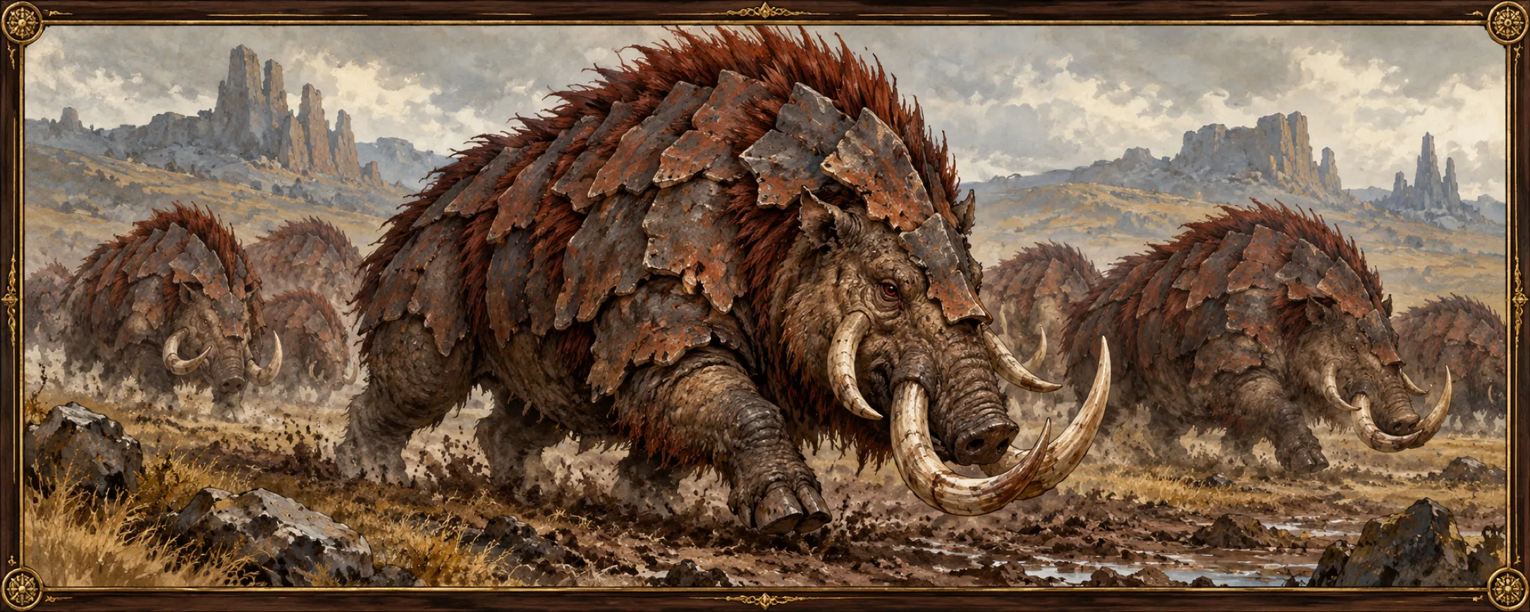 Scourge Tuskers, a bestiary plate