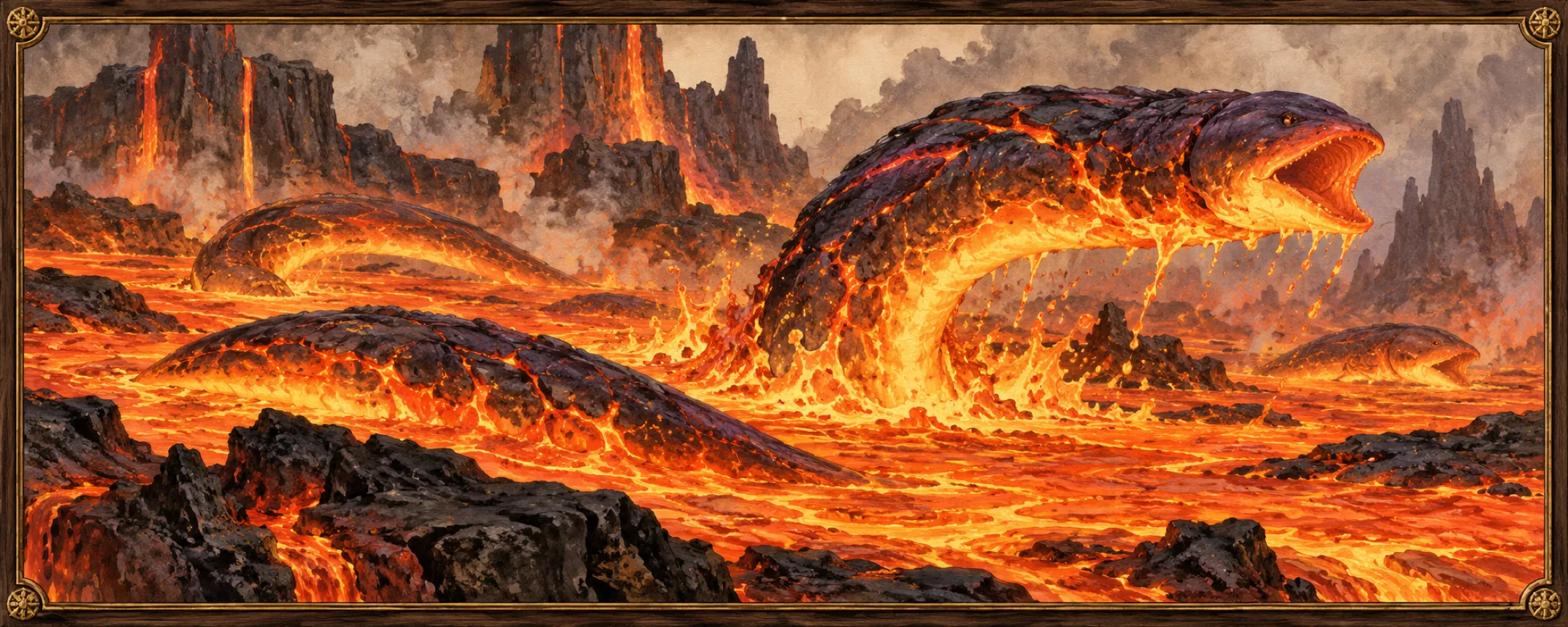 Slag Eels, a bestiary plate