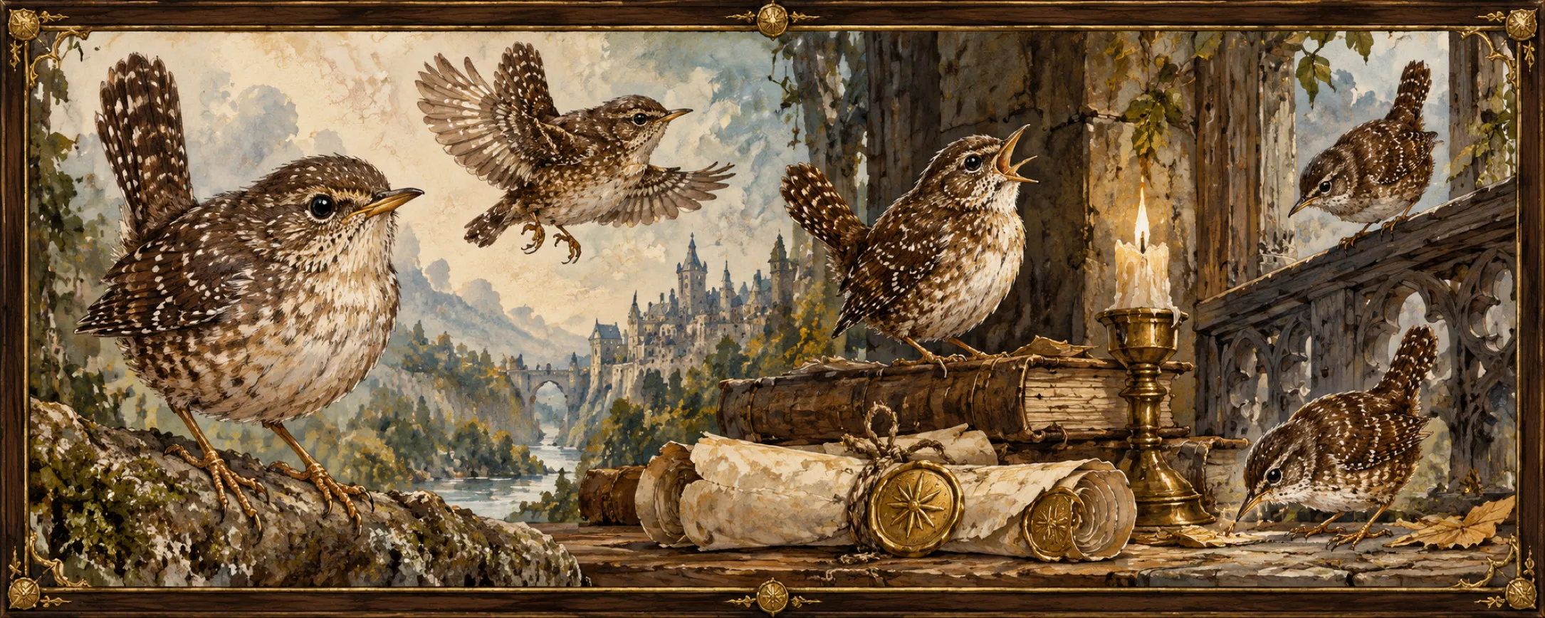 Vow-Wrens, a bestiary plate