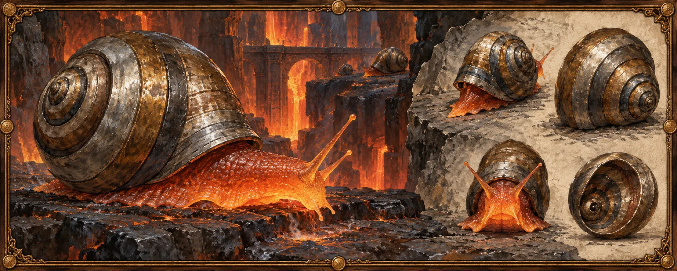 Anvil Snails, a bestiary plate