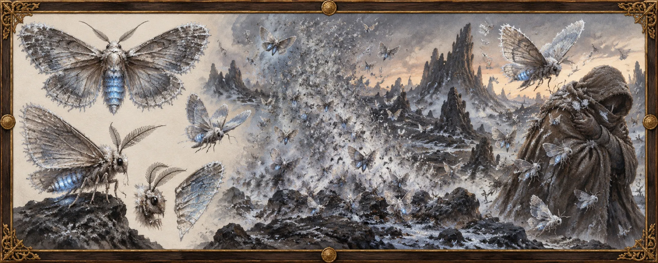 Cinder-Moths, a bestiary plate