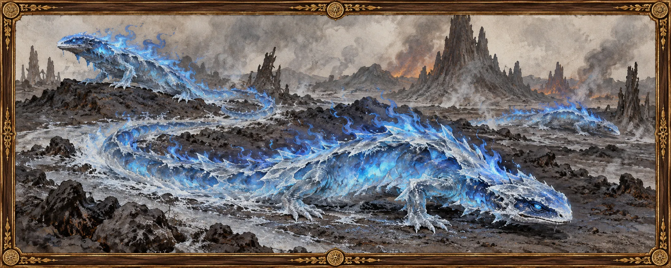 Cold-Salamanders, a bestiary plate