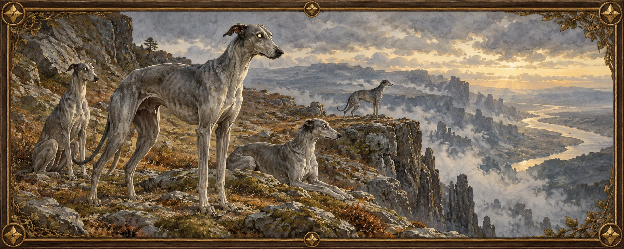 Foregone Hounds, a bestiary plate