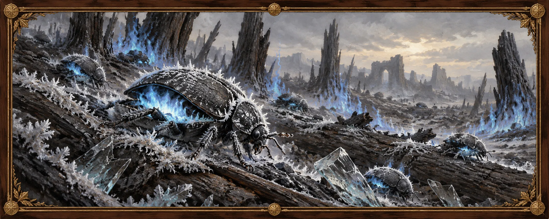 Rimecoal Beetles, a bestiary plate