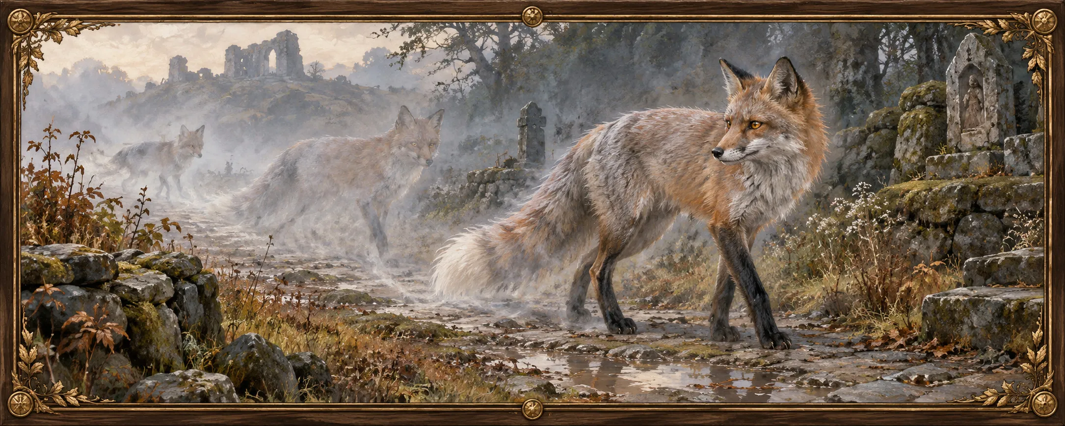 Slip-Foxes, a bestiary plate